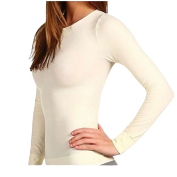 Spanx Classic Longsleeve Vanilla tummy control slimming top - Picture 1 of 5